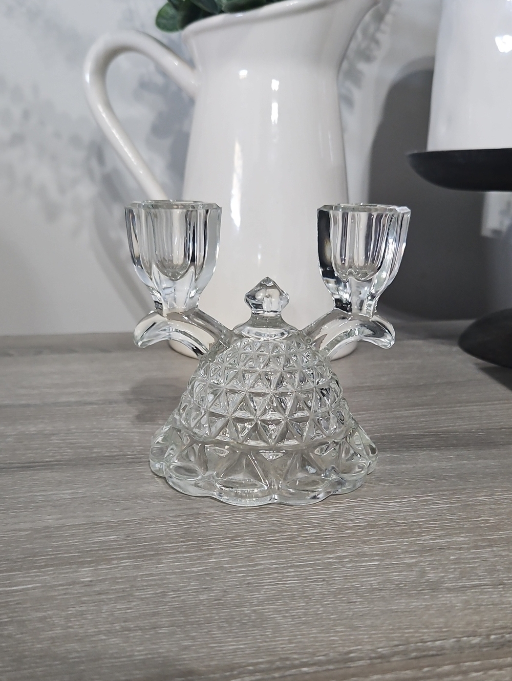 Vintage 1930/40's Imperial Glass Ohio "Katy" pattern double candlestick Holder